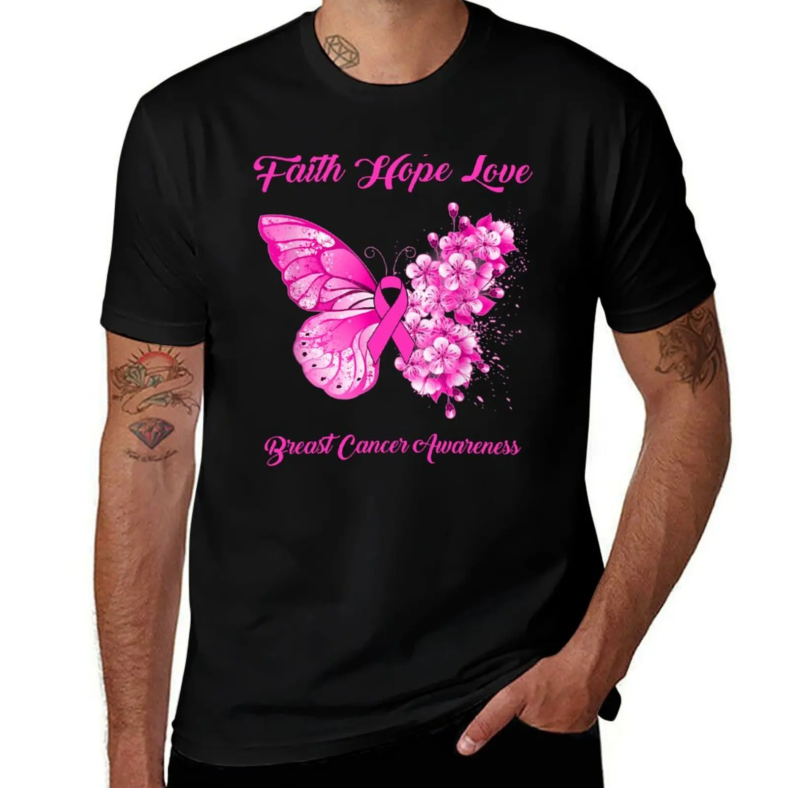 

graphic Butterfly graphic Gifts Faith t man man shirts Breast T-Shirt Hope shirt t Cancer Ribbon Awareness Love
