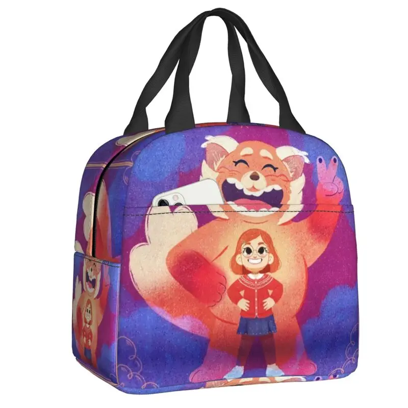 Custom Hot Cartoon Animes Turning Red Panda Moives Portable Lunch Box Women Cooler Thermal Food Insulated Lunch Bag Student