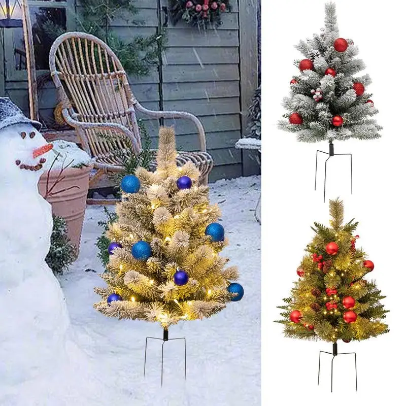 

Artificial Christmas Tree Light Up Christmas Tree Garden Stake Multicolor Yard Stake Lights With 8 Modes 2.5ft Prelit Christmas