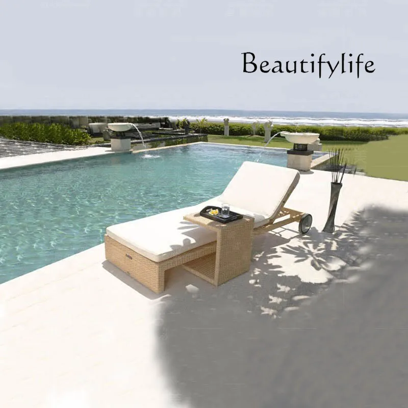 Recliner Rattan Bed Terrace Beach Bed Sun Bed Outdoor Outdoor Patio Balcony Bed