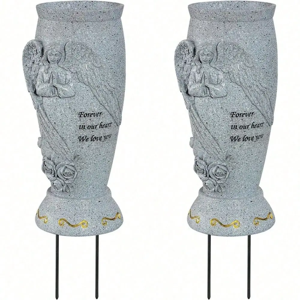 

Vase, Memorial Grave Vase With Ground Spikes, Angel Vases For Artificial Flowers, Grave Flowers Holder For Cemetery Headstone F
