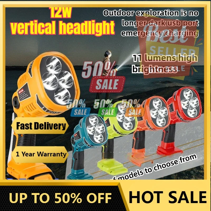 

【Fast Delivery】Cordless LED Work Light Compatible With Milwaukee M18 18V Battery 12W 1120LM Flashlight Jobsite Light USB Port Ou