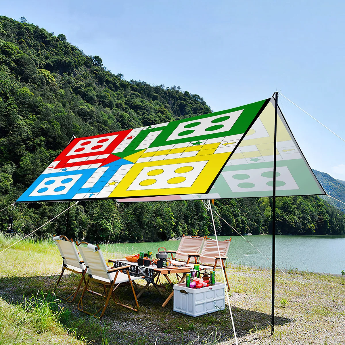 

Fying Chess Print Lightweight Portable Outdoor Shade Canopy For A Large Group,Waterproof and UV-resistant Oxford Tent for Picnic