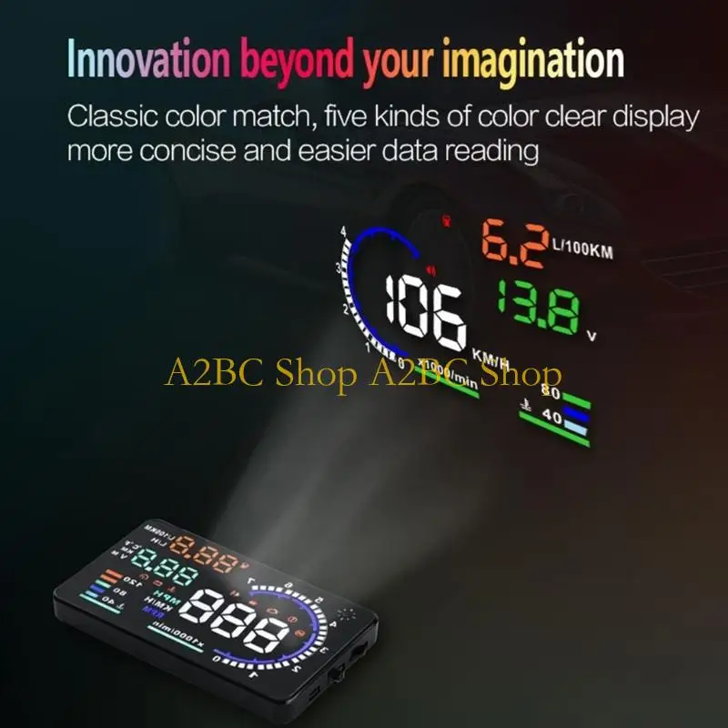 A2BC HUD Head Up Digital Display Universal Alarm Reminder Meter Speedometer Electronics Speed Clock Car Mileage Information