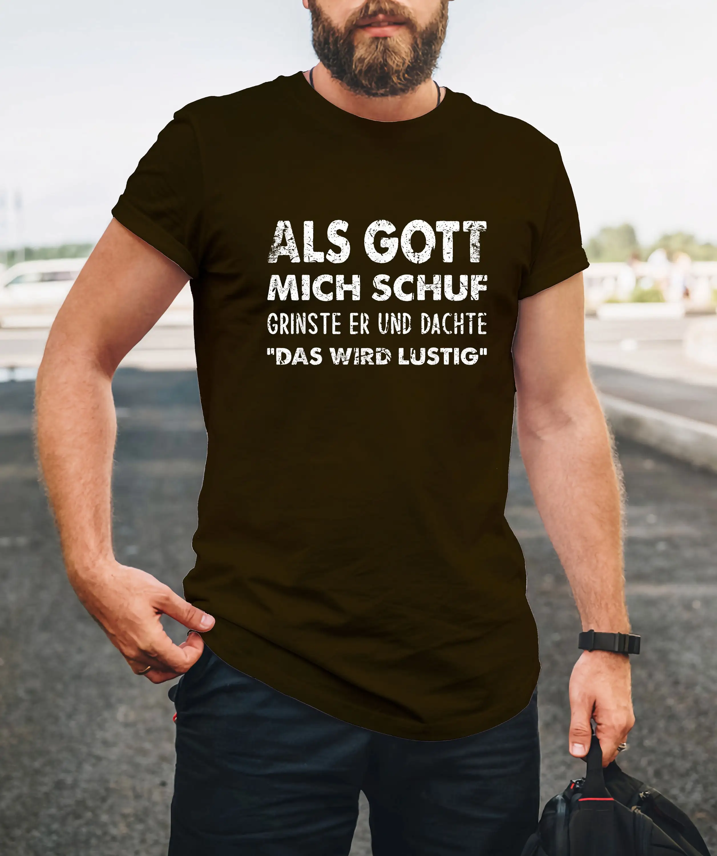 Lustiges T-Shirt „When God Created Me He Grinned Witty“-Zitat-Top für den Alltag, tolle Sprüche