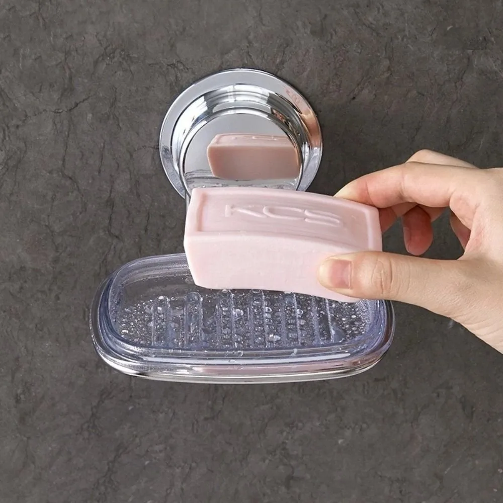 

Portable Suction Cup Soap Dish for Shower Wall Mounted Clear Soap Sponge Holder Removable No Punch Soap Rack Toilet