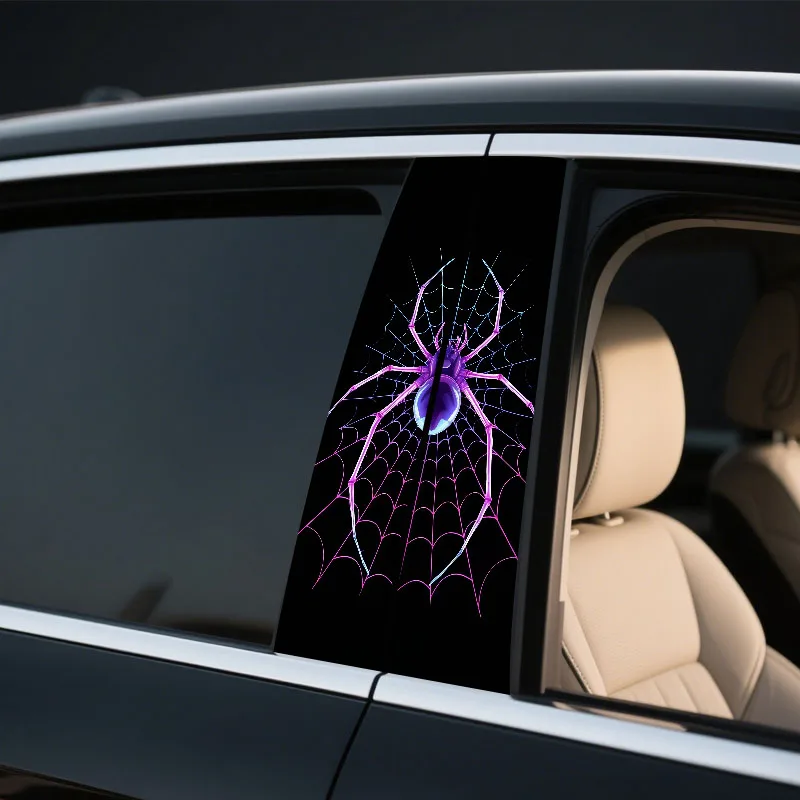 

2PCS Purple Spider Car Stickers Car B-pillar Stickers Spider Shaped DIY Car Door Post Stickers Vinyl Waterproof Stickers