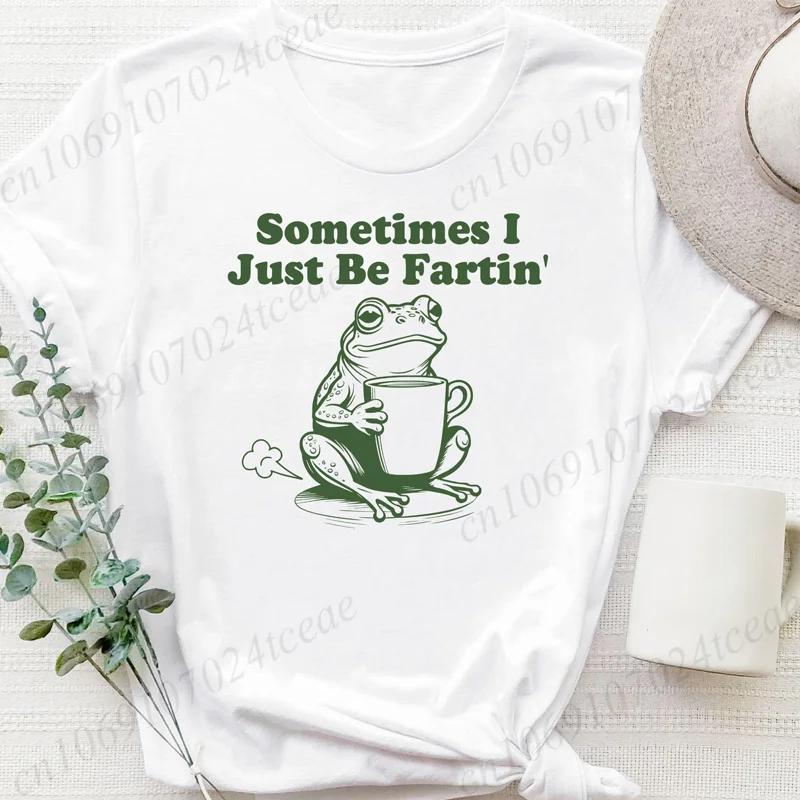 

Men Casual Summer Tee Clothing Sometimes I Just Be Fartin Graphic Printed Short Sleeve T-Shirt Funny Frog Quirky Meme Tees Tops