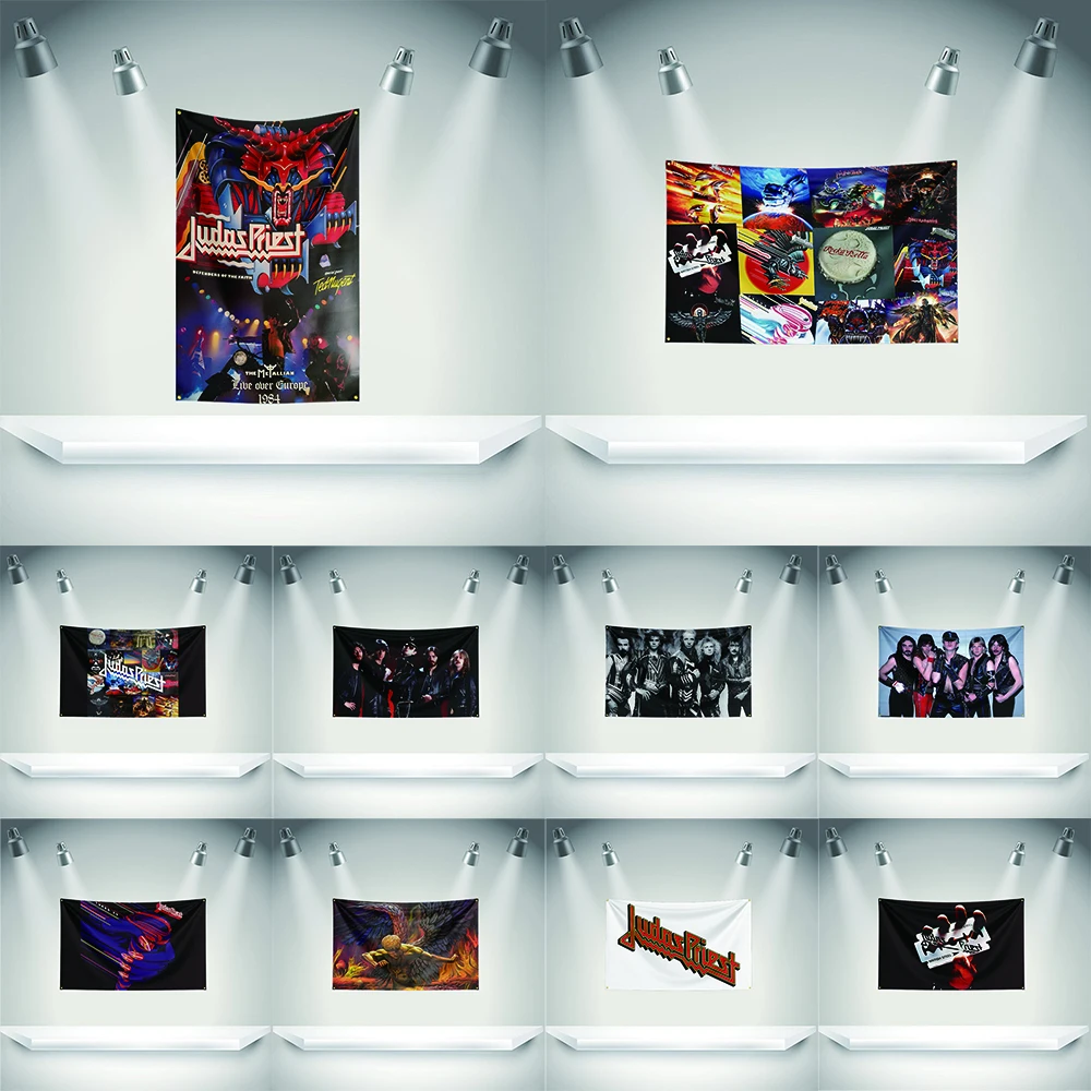 

J-Judass Priest Flag Rock Music Band Banner 3x5ft with Grommets HD Printing Tapestry Exhibition, Music Band Fans, Garage Decor