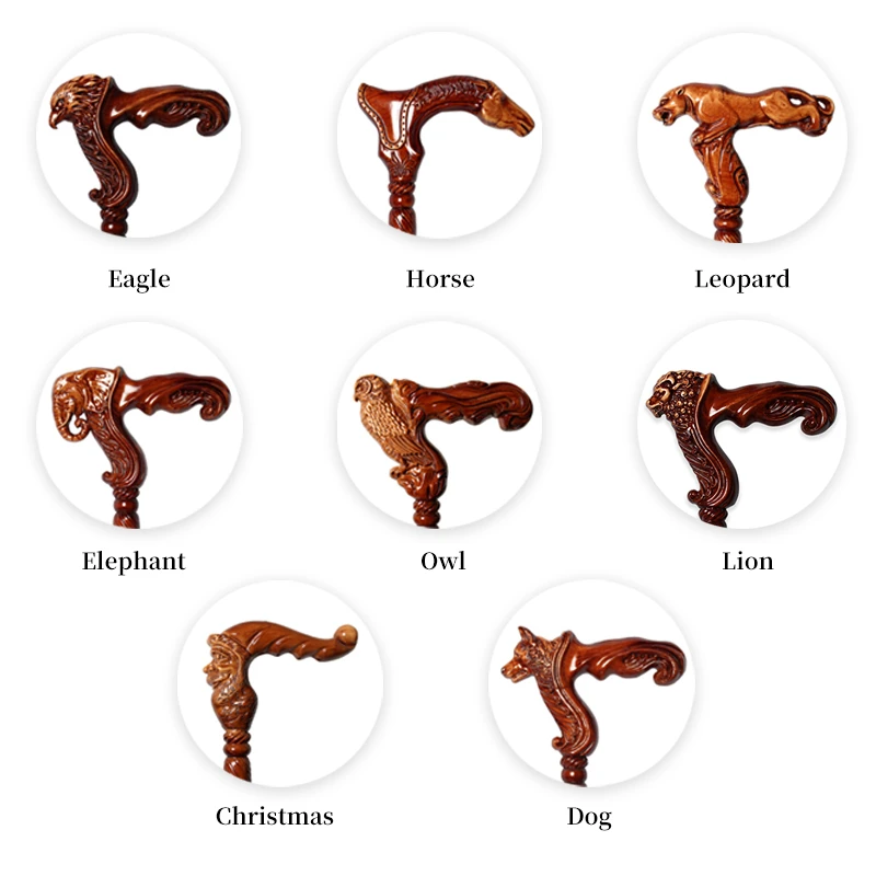 8 أنماط الأسد رئيس عصا مشي خشبية الرجال انفصال عصي المشي النساء الألمانية خشب الزان عصي مشي أنيقة