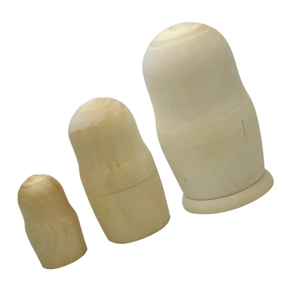 

1Set Unfinished Russian Nesting Blank Wooden Babushka DIY Painting Kit Imagination Development Kids Game