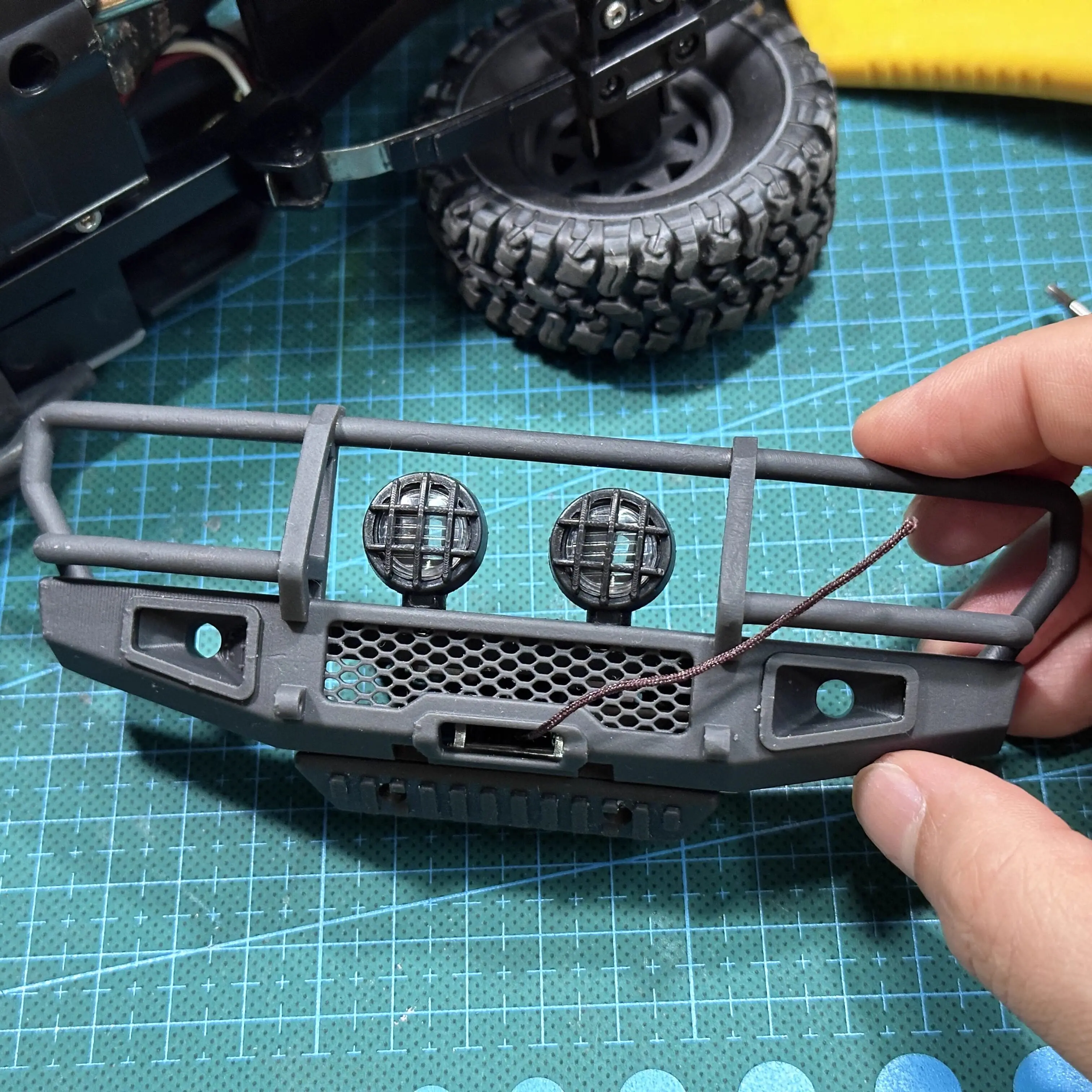 MN ARB Style Front Bumper With LED Lights Tow Hook For MN-82 RC Off Road Crawler Upgrade Modified Truck Accessory RC Hobby Parts