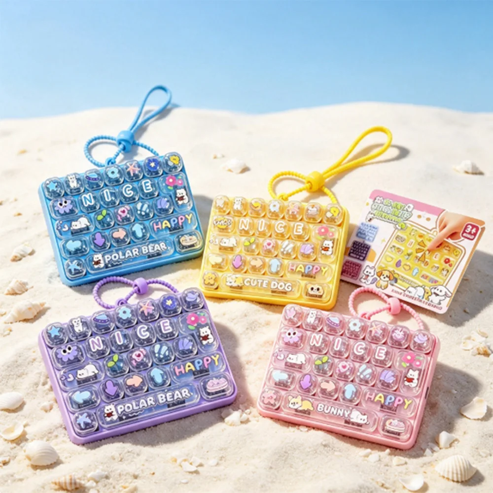 Grid Keycap Clicker Anti Stress Fidget Keyboard Keychain Decompression Button Cartoon Hand Relax Party Favor Gift