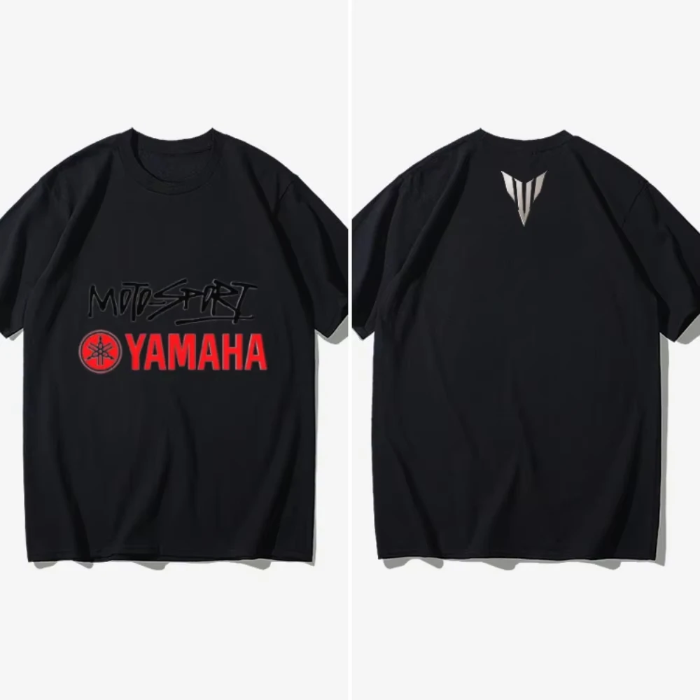 

YAMAHA MOTO Double-sided Printed T-shirt for Summer, New Men's and Women's Loose Round Neck Casual Motorcycle Short Sleeved Top