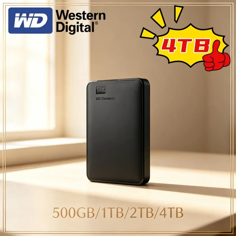 2.5" WD 4TB External Portable Hard Drive USB3.0 High Speed Data Transfer Large Space Storage Disk For Office Game File Storage