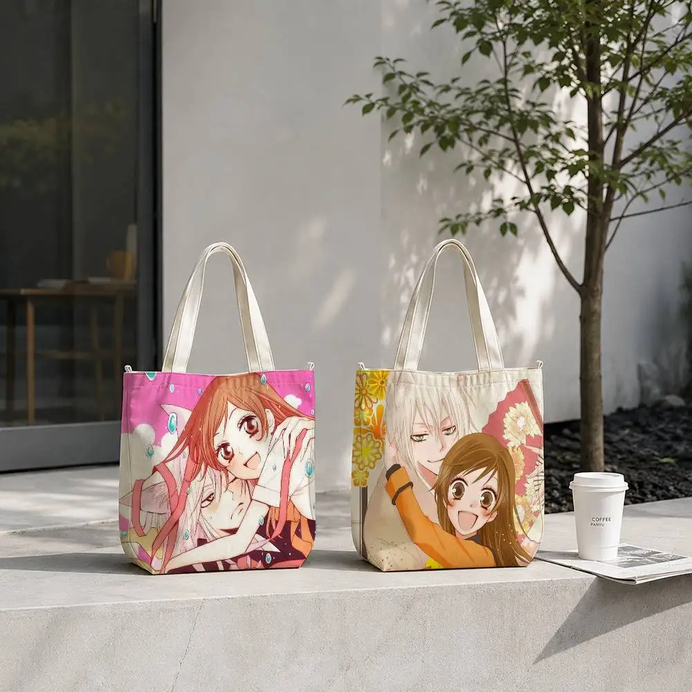 Kamisama Kiss Tomoe x namami Tote Bag for Women Reusable Shopping Tote Bag Zippered Shoulder Bags Print