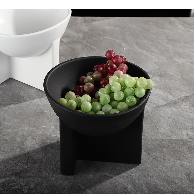 Modern Style Ceramic High Footed Fruit Plate Living Room Dining Table Candy Nut Snack Home Storage Decoration