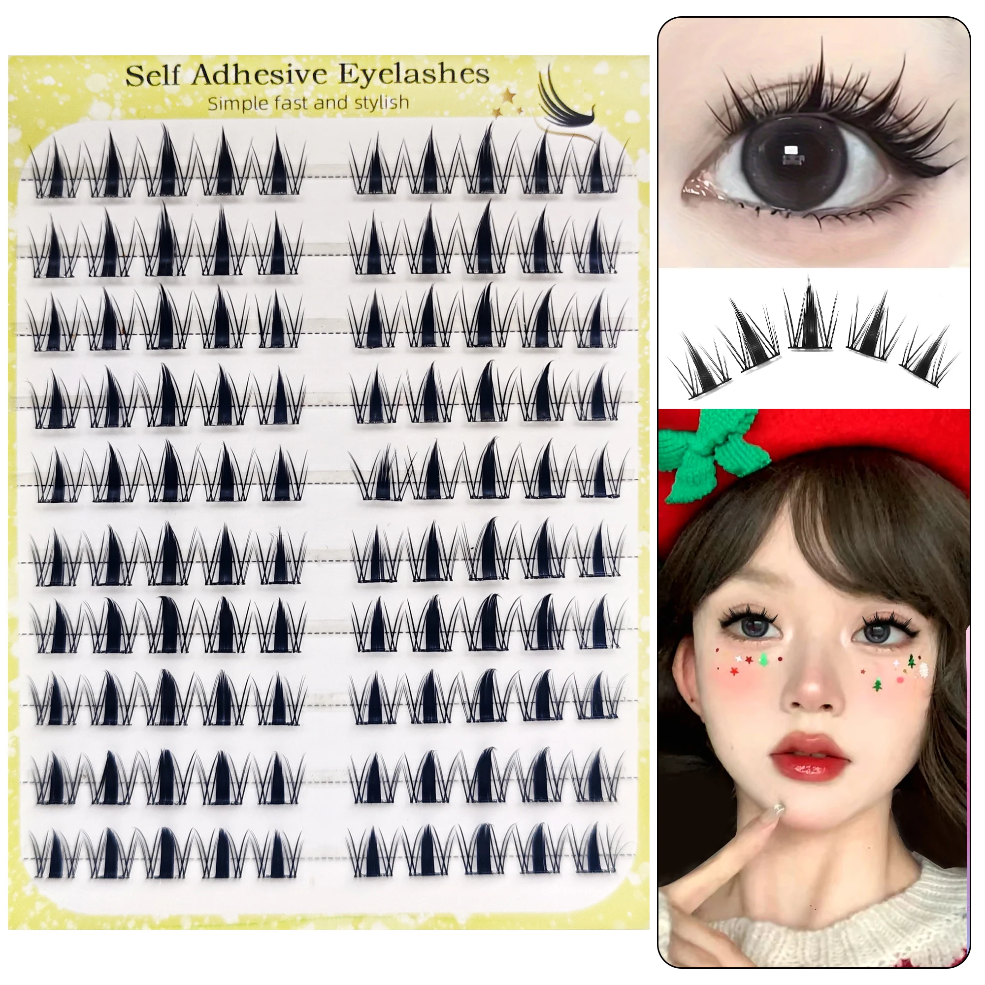 ขนตาปลอมไร้กาว 10 แถว - 100 กลุ่ม - ดัดผมตามธรรมชาติ กันน้ํา และกันเหงื่อ ใช้งานง่าย