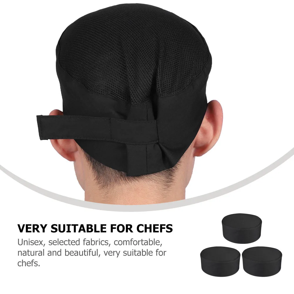 3pcs Chef Hat Cooking Durable Chef Hat Cotton Kitchen Cap Adjustable Breathable Unisex Durable Men Women Work Uniform