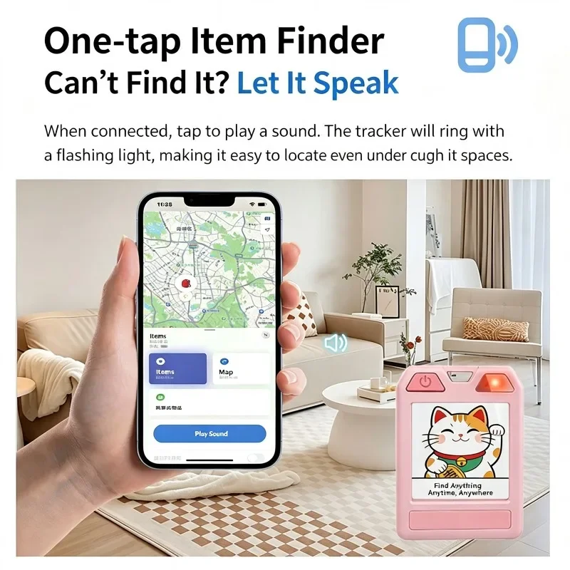 1.54 inch E-Ink Smart Keychain DIY Support Find My Find Hub Display Anti-Lost Locator Tracker Dual System Locator Keychain
