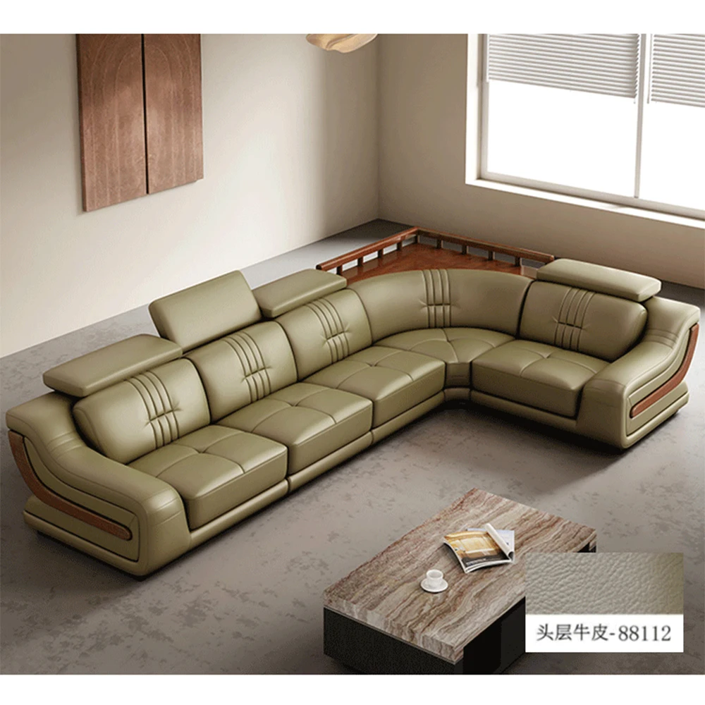 

Linlamlim Premium Italian Genuine Leather Sofa Set Big Sectional Couch Living Room Sofas With Adjustable Headrest Home Furniture