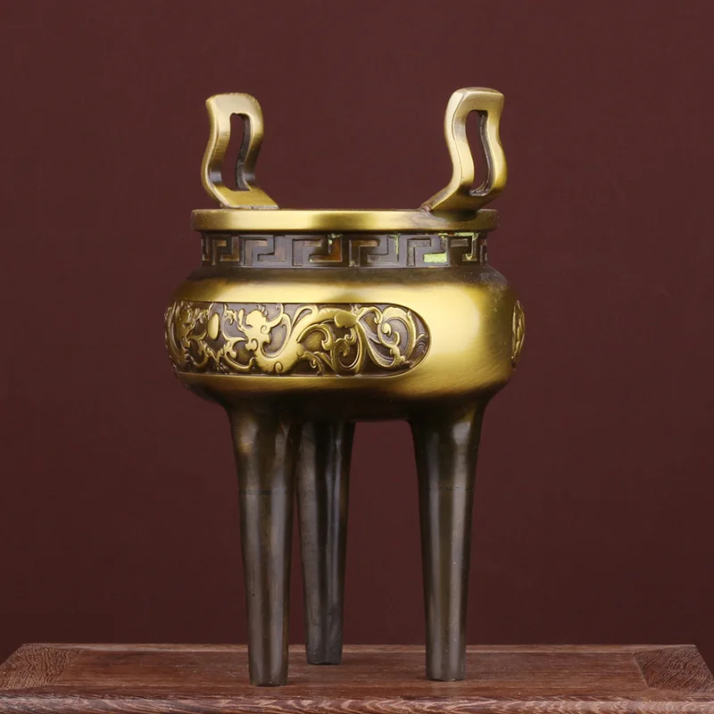 Pure Copper Large Buddha Sandalwood Home Indoor Xuan De Furnace Offering Incense Burner I