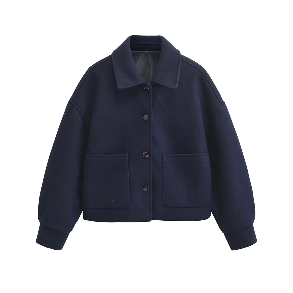 

TRAF Autumn New Product Women's Daily Commuting Versatile Style Blended Double sided Casual Short Coat