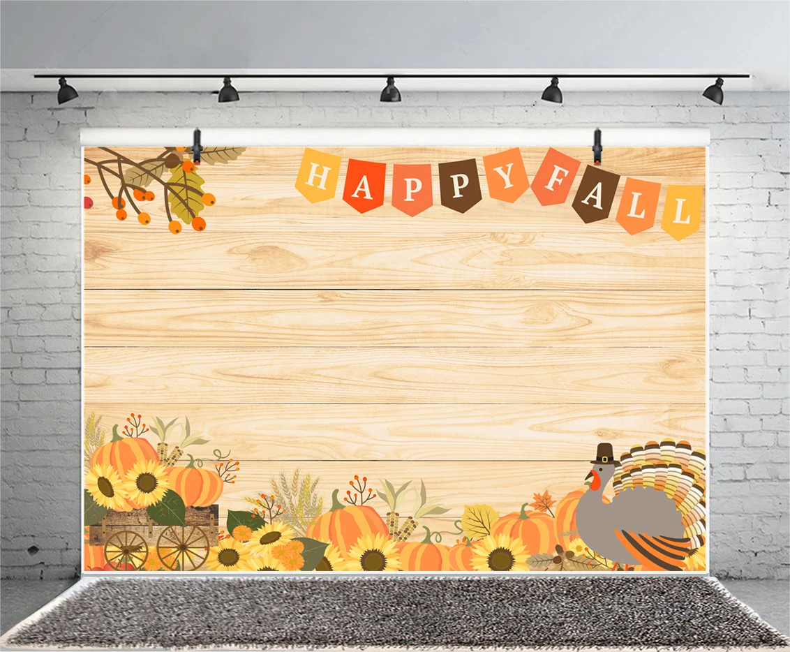 Fall Thanksgiving Backdrop Autumn Pumpkin Harvest Barn Background Party Supplies Farm Harvest Decor Photo Booth Prop W-8059