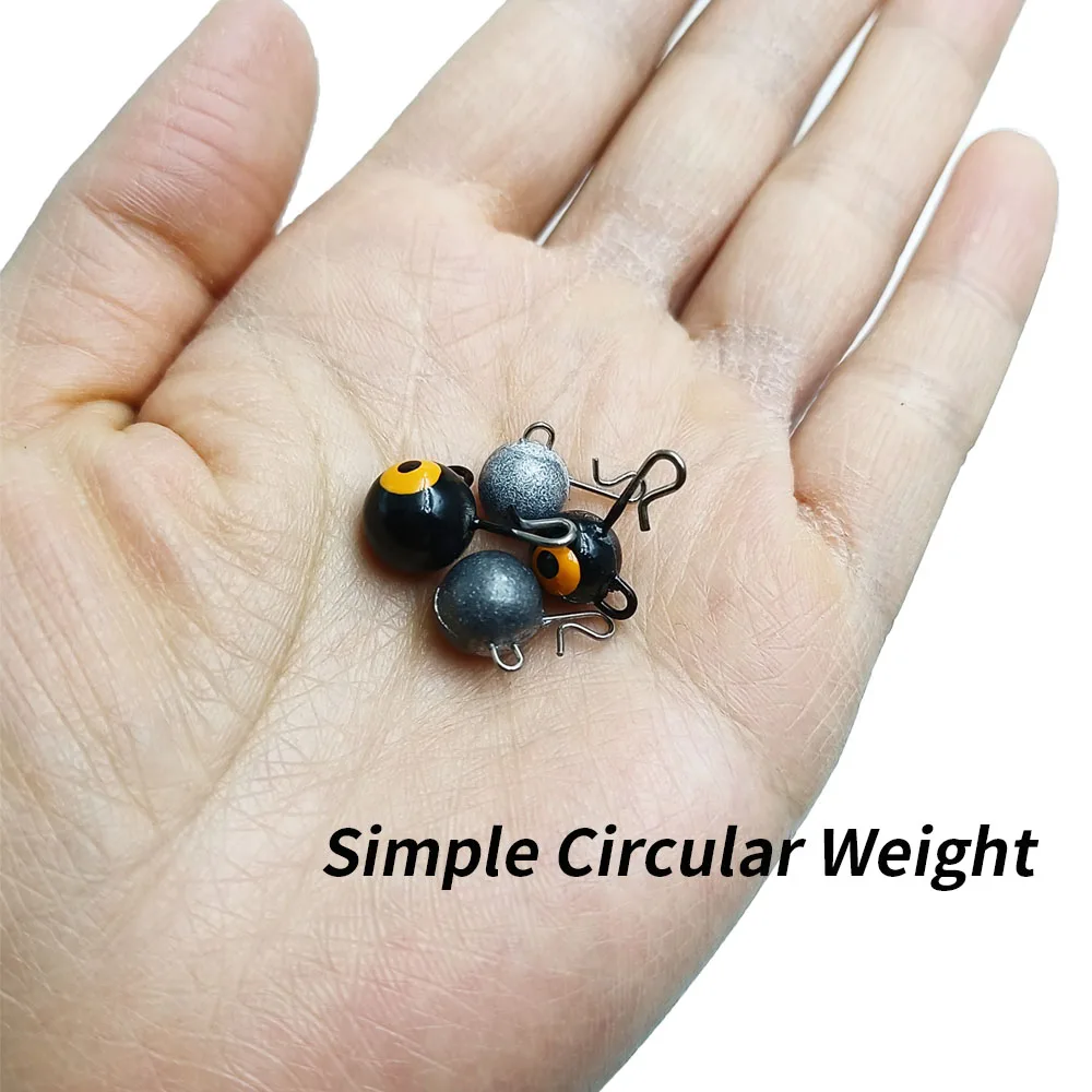 5Pcs Fishing Weight Sinker Round Ball Jig Head Sinkers Quick Set Up Fishing Weights for Hooks Tackle Accessories