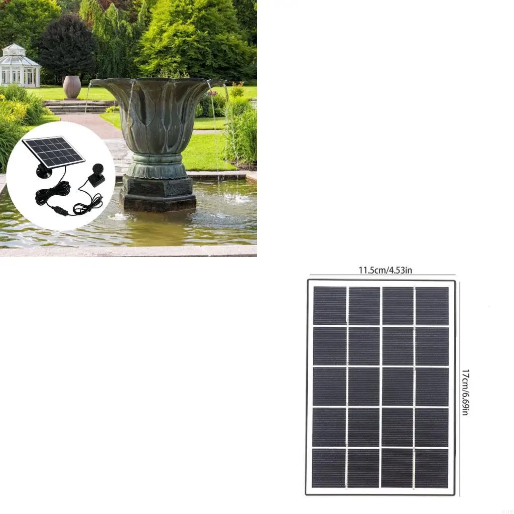 E1PF 3W 5V Solar Powered Water Pump For Garden Pond With Quiet Operation Solar Panel Pond Pump 120L /h For Yard Decoration
