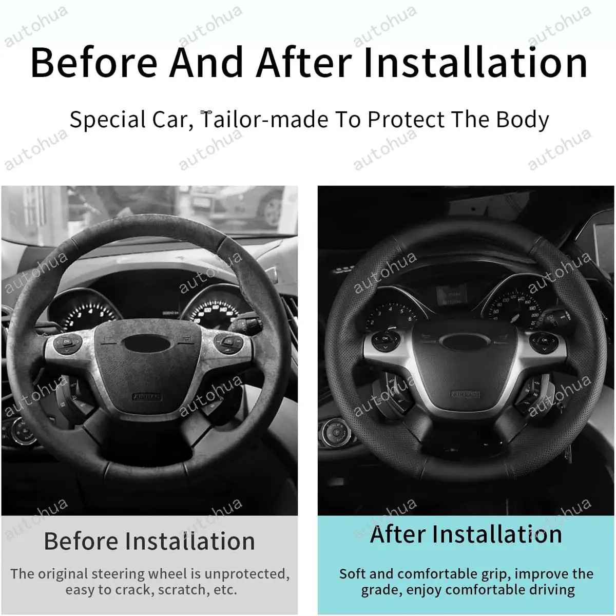 غطاء عجلة القيادة فورد 2013 كوغا/التركيز ST/الهروب // 2012 التركيز Zetec S/التركيز ST/التركيز الكهربائي/C-MAX // 2011 جراند C-MAX/التركيز