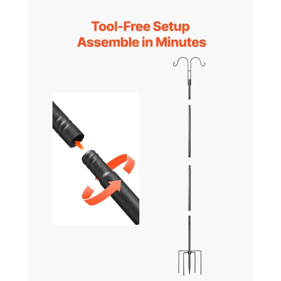 Gancho duplo para pastor, 8 pacotes, poste para alimentador de pássaros resistente de 76 polegadas