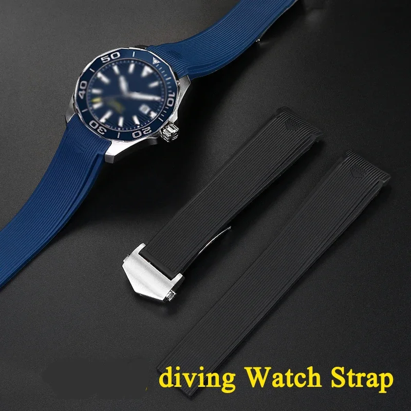 

21mm 22mm Rubber Silicone Watch Strap Waterproof Bracelet Watchbands For TAG Heuer diving Series WAY201 WAY211 Accessories Blue