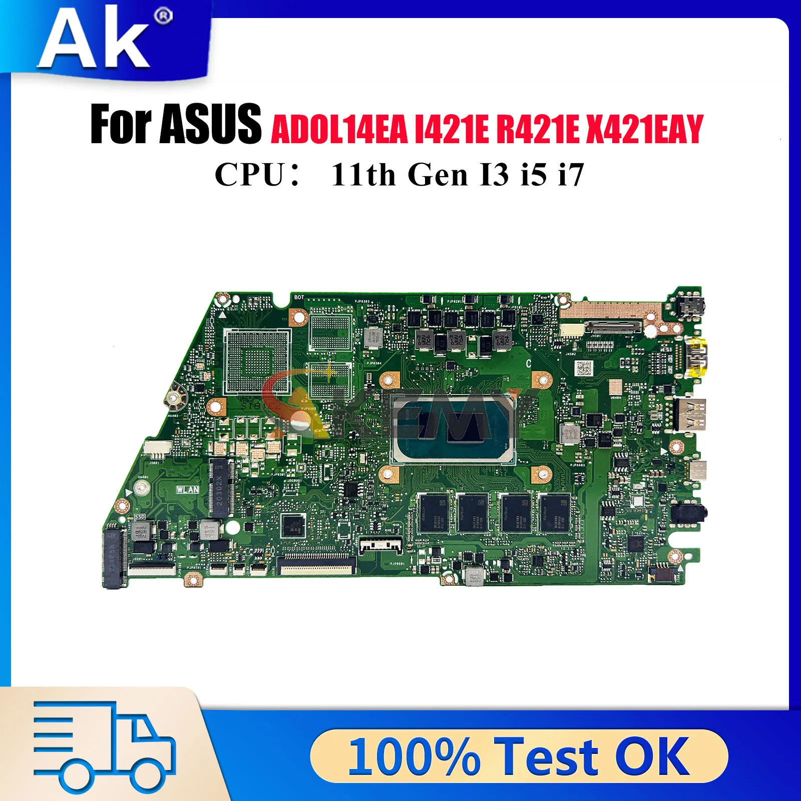 

X421EA Laptop Motherboard For ASUS VivoBook R421E I421E X421E S433E X421EAY K433E ADOL14EA Mainboard With 11th Gen I3 i5 i7 CPU