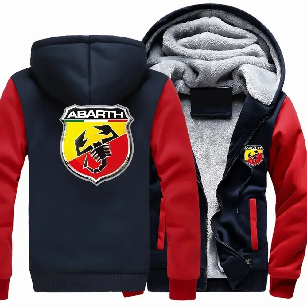 Nouveau hiver hommes Abarth Logo veste à capuche mode haute qualité décontracté doublure en laine polaire sweats mâle manteau à capuche