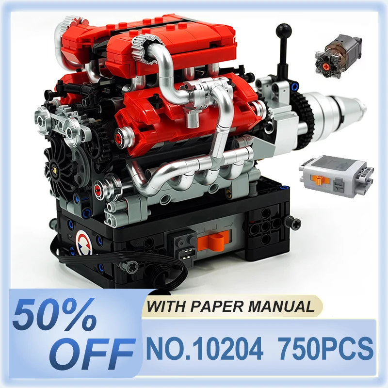 

Высококачественный MOLD KING 10204, моторный спортивный автомобиль FE, модель двигателя V8, строительный блок двигателя, кирпич для взрослых, игрушка «сделай сам», рождественский подарок