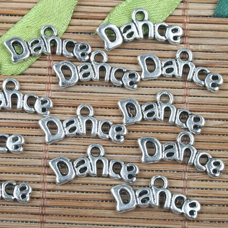 20*4mm Alloy Metal Tibetan Silver Color Dance Word Design Charms 70pcs EF0138 Charms for Jewelry Making
