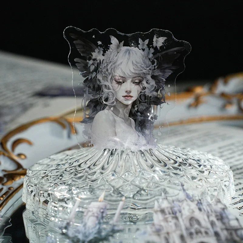 40 قطعة/الحقيبة ليلة مظلمة يوتوبيا الأسود القوطية موضوع شفاف PET ملصق حقيبة سكرابوكينغ المجلات مواد الديكور الكولاج