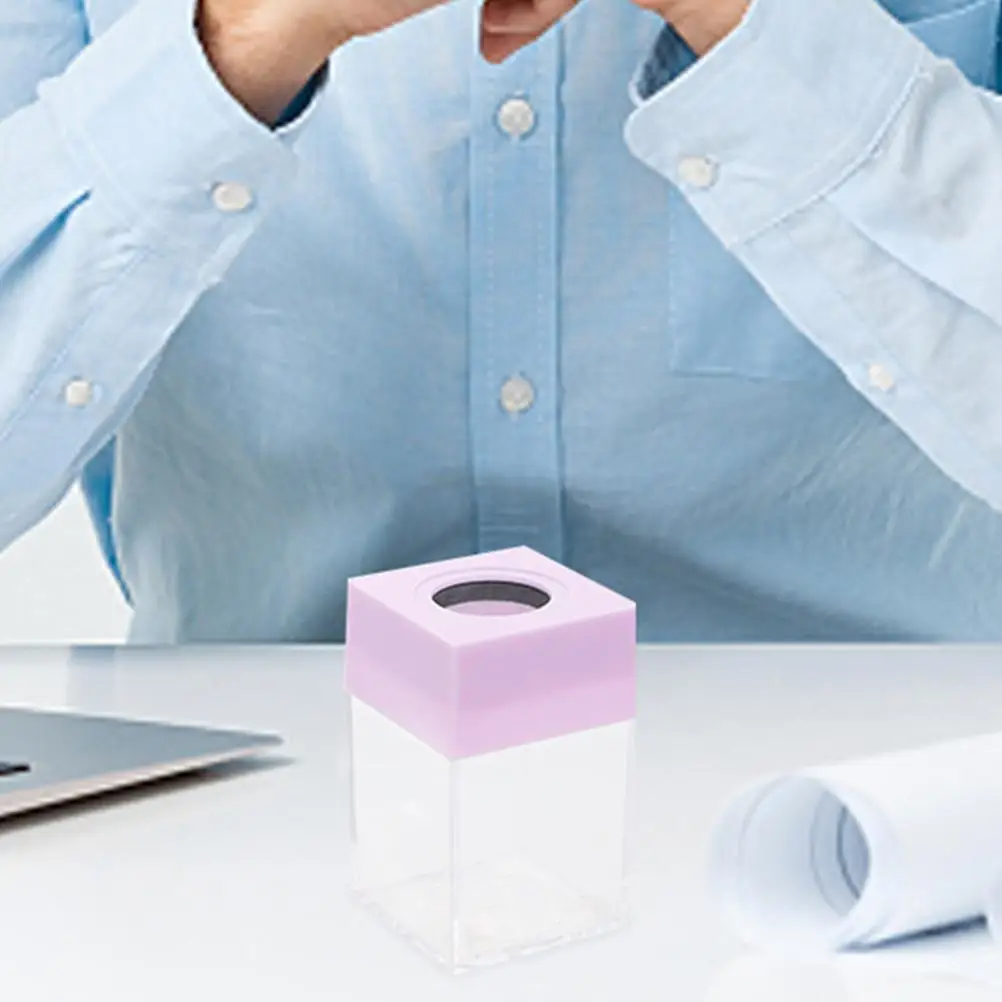 2Pcs Magnetic Paperclip Bucket Square Transparent Containers for Desk Organizers Clips Holder Plastic Case Storage Dispenser