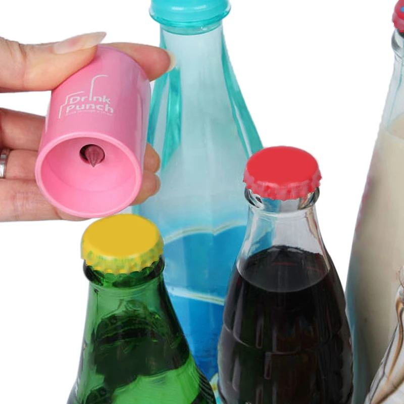 - 1pcs Mini Water Drill Bottle Opener Tools Drink Punch Bottle Cover Hole Punch Opener For Straw For Party Random Color -