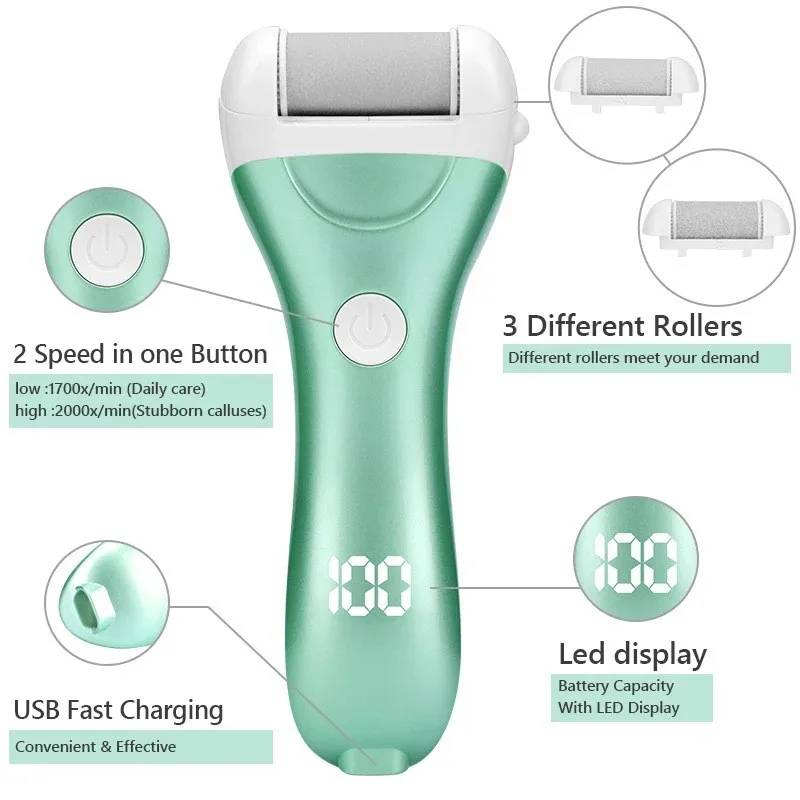 Electric Foot Callus Remover Rechargeable Waterproof Pedicure Foot File with LCD Display Exfoliating Foot Grinder Care Kit
