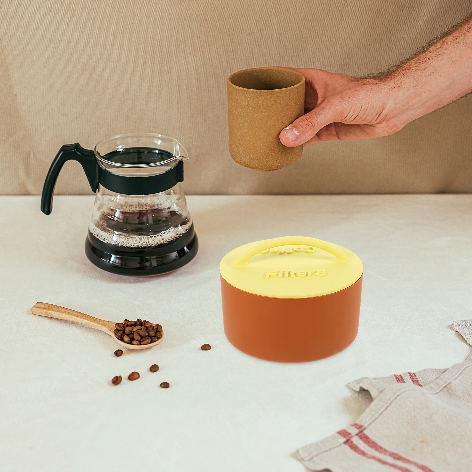 

1pc Coffee Filter Storage Holder Silicone Box For 8-12 Cup Paper Filters Dust-Proof Lid Moisture Resistant Container Countertop