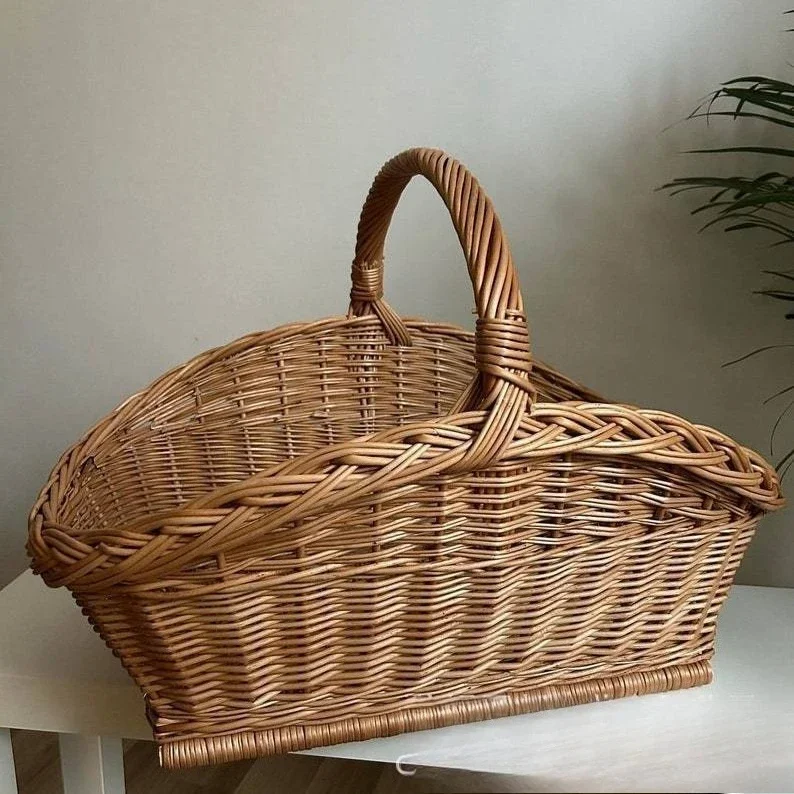 Hand woven wicker basket picnic vintage market decoration display rural holiday basket