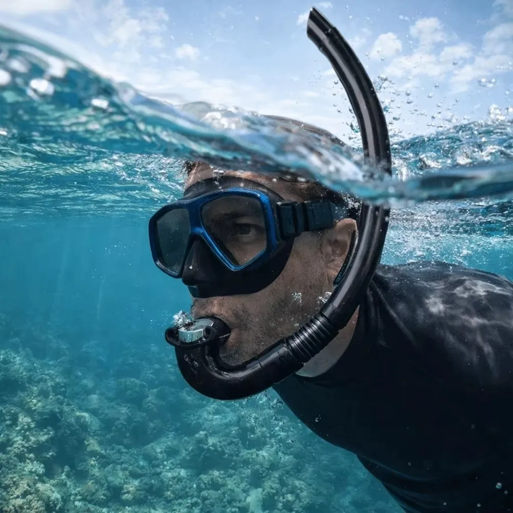Easy Carry Soft Silicone Diving Snorkel Anti-Drop Arc-Bite Swimming Snorkel Comfortable Portable Snorkeling Snorkel Spearfishing