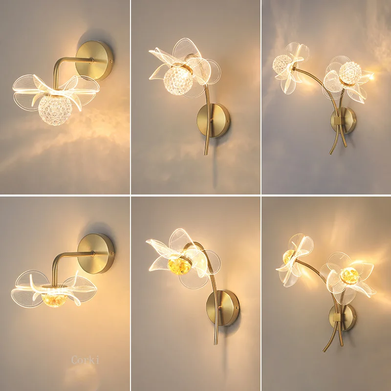 

LED Wall Lamp Nordic Creative Flower Shaped Reading Light Modern Simple and Luxurious TV Bedroom Bedside Background Wall light