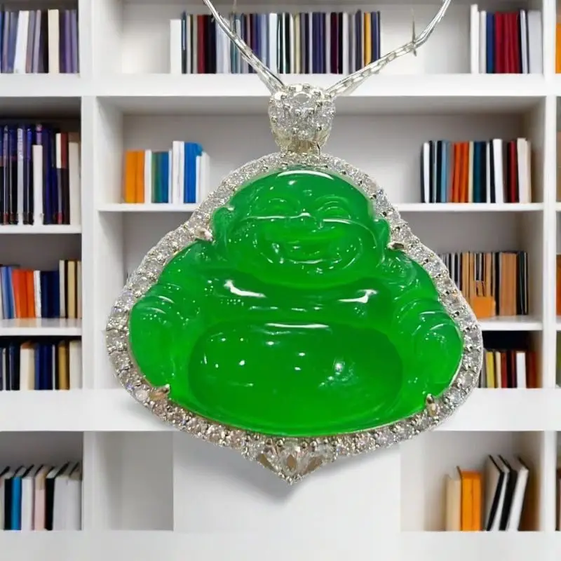 

Jade ice inlaid Buddha pendant Jade pendant