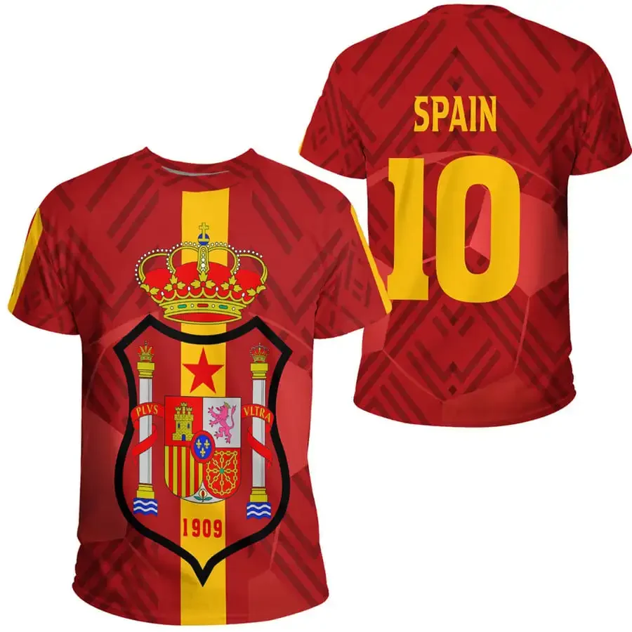 Men's Summer T-shirt 3D Printed Spanish Flag Fashion Tee&Tops Oversized Outdoor Casual Vintage Breathable Jogging Streetwear