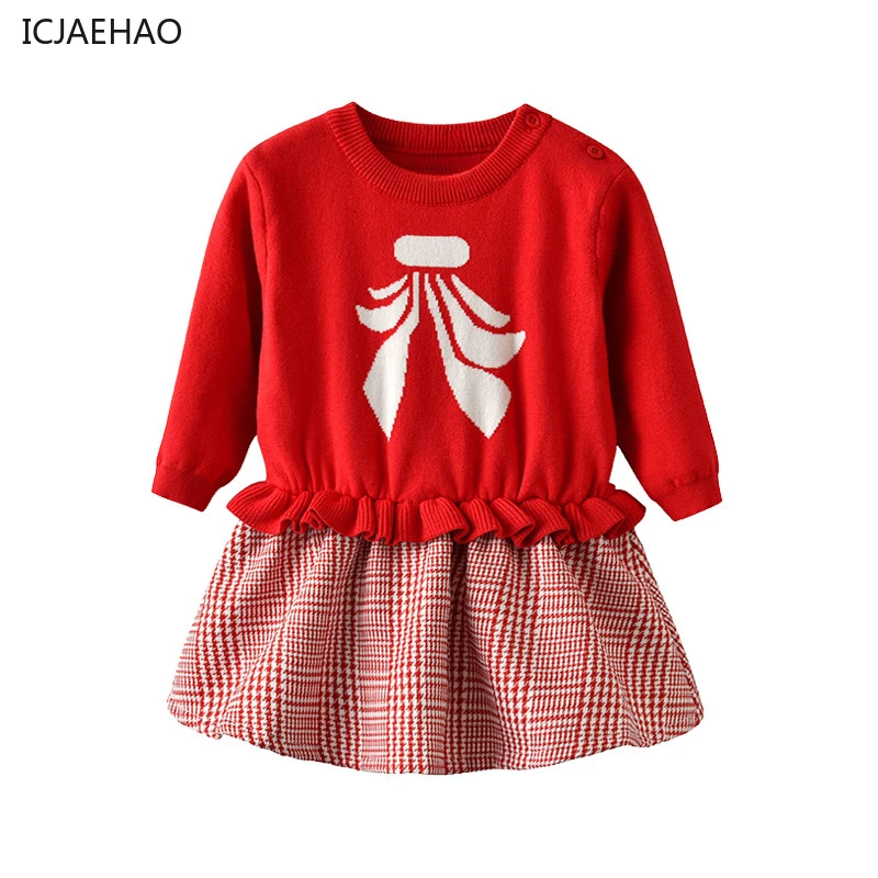

Version Childrens Long Sleeved Knitted Wool Dress Korean 2025 Autumn New Girls Silk Scarf Knitted Princess Spring Knitwear Dress