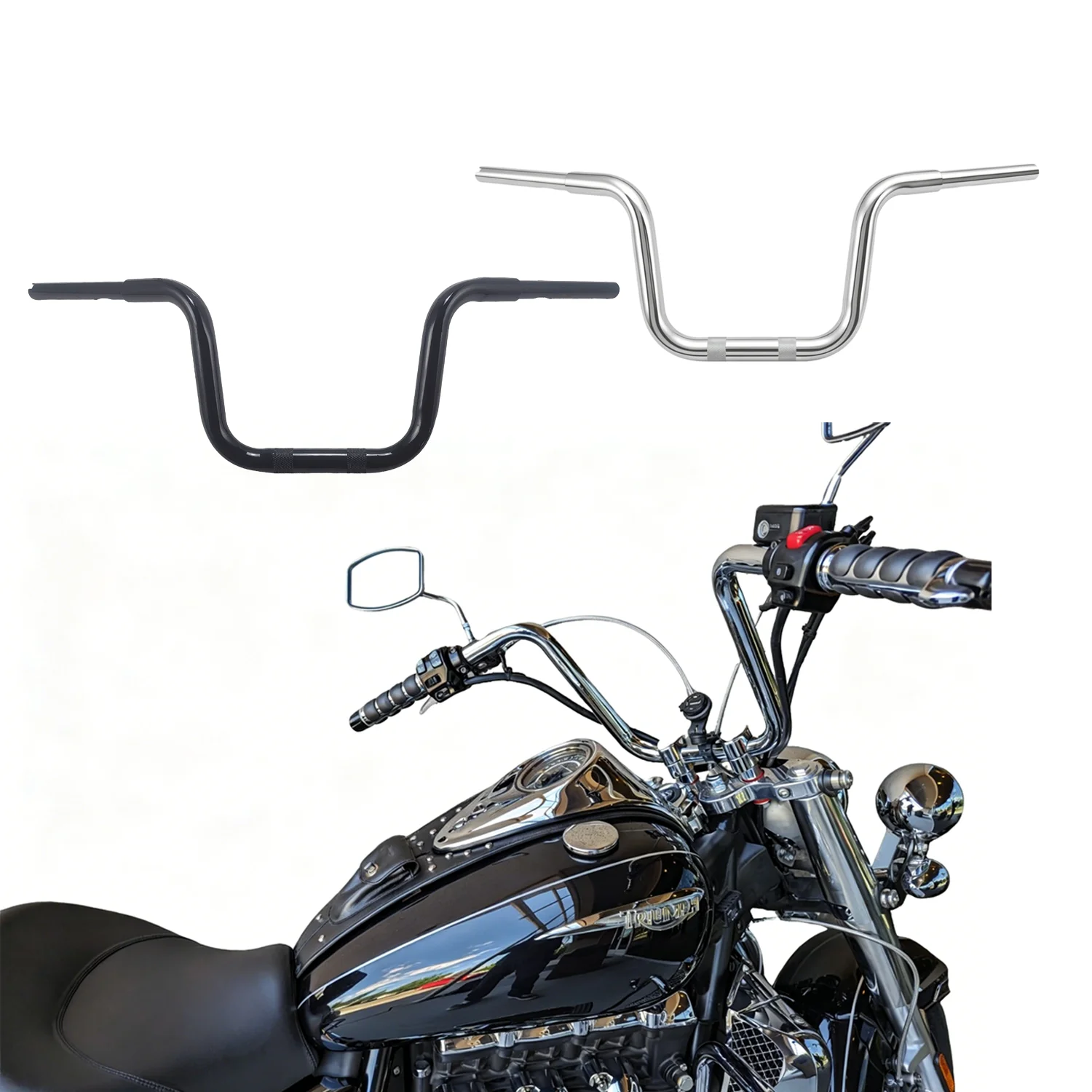 

1-1/4" Fat Ape Hangers Handlebar 8" 10" 12" 14" Rise Chrome\Gloss Black\Matte Black Fit Harley Softail & Road King