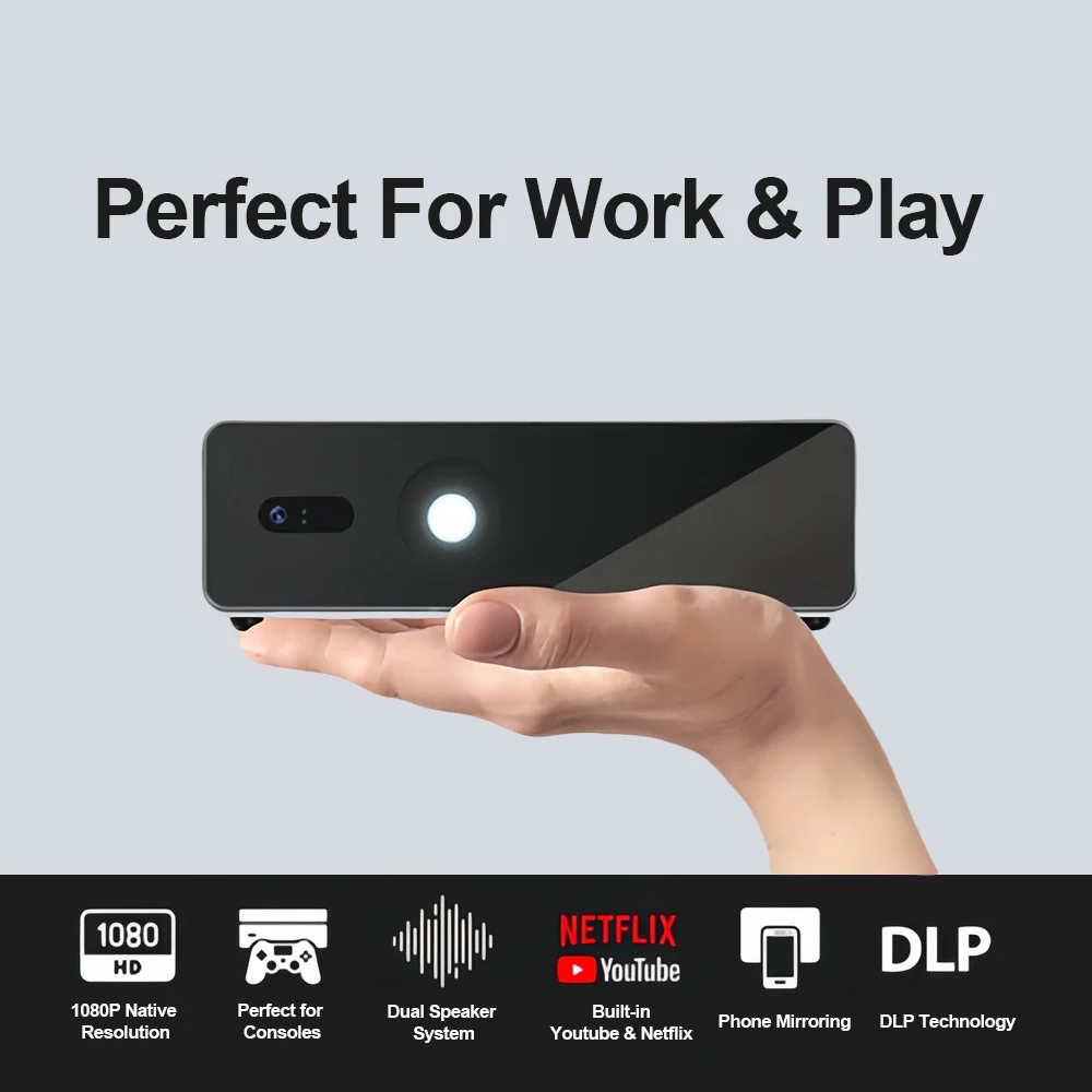 2025 Mini Pocket Pico LED DLP Projector 1080p Portable Smart Home Theater and Outdoor Projector for Small Office New Improved